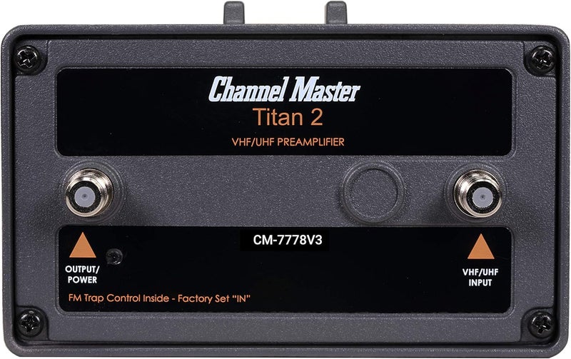 Channel Master Titan 2 Medium-Gain Preamplifier - TV Antenna Pre-Amplifier, 16dB Gain, Compatible with Non-Amplified TV Antennas, Increases Signal Strength, Indoor/Outdoor - Image 1